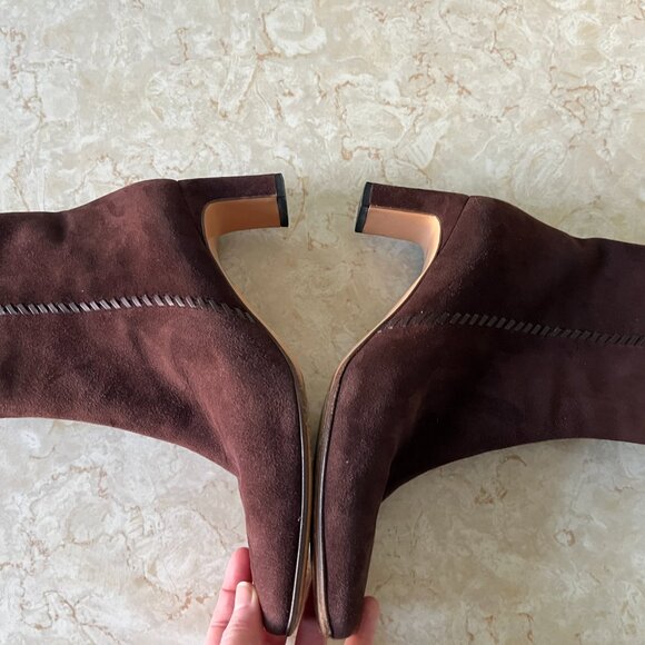 VTG St. John Sz 9 Square Toe Brown Suede Boots 90's Made in Italy - Picture 10 of 15